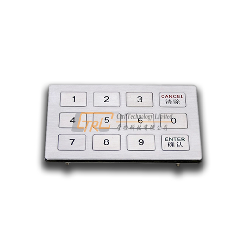 12 keys metal keypad, panel mount numeric keypad