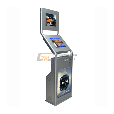 Custom dual screens free standing multimedia kiosk