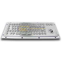 Ergonomic Metal Keyboard with Trackball, Waterproof and Vandal proof