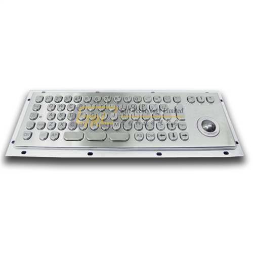 Ergonomic Metal Keyboard with Trackball, Waterproof and Vandal proof