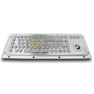 Ergonomic Metal Keyboard with Trackball, Waterproof and Vandal proof