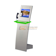 Free standing interactive internet information IP phone kiosk with metal keyboard