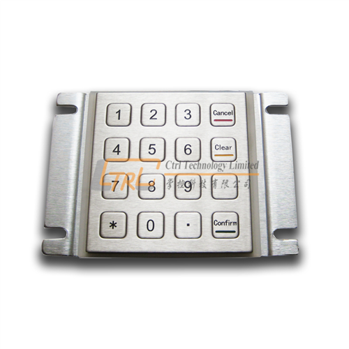 Rear panel mount kiosk keypad, metallic pinpad