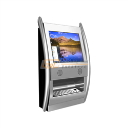 Wall mounted information kiosk with metal keyboard