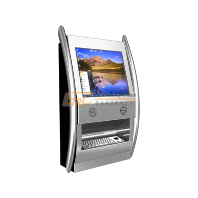Wall mounted information kiosk with metal keyboard