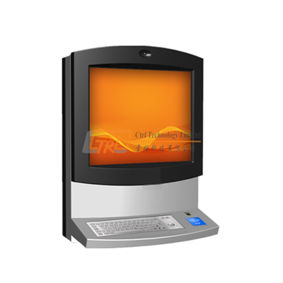 Wall mounted touchscreen interactive internet check-in kiosk with RFID